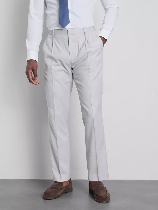 Pantaloni de costum cu croială regulată și textură Pantaloni de costum cu croială regulată și textură