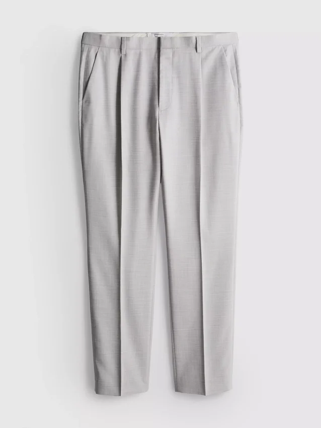 Pantaloni de costum cu croială regulată și textură Pantaloni de costum cu croială regulată și textură