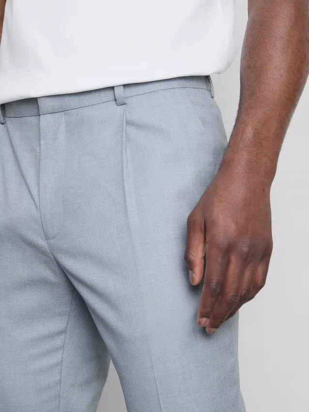 Pantaloni de costum cu croială slim și textură dobby Pantaloni de costum cu croială slim și textură dobby