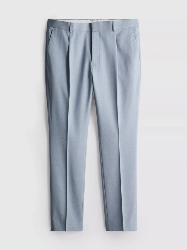 Pantaloni de costum cu croială slim și textură dobby Pantaloni de costum cu croială slim și textură dobby