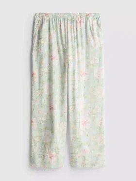 Pantaloni de pijama cu croi larg și imprimeu floral