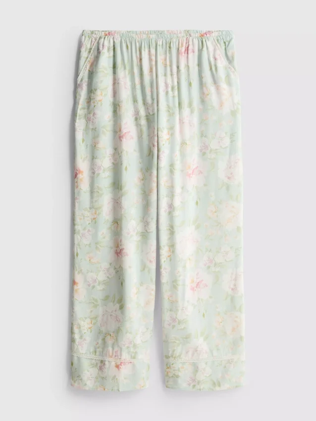 Pantaloni de pijama cu croi larg și imprimeu floral Pantaloni de pijama cu croi larg și imprimeu floral