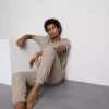 Pantaloni de Pijama cu dungi texturate Pantaloni de Pijama cu dungi texturate