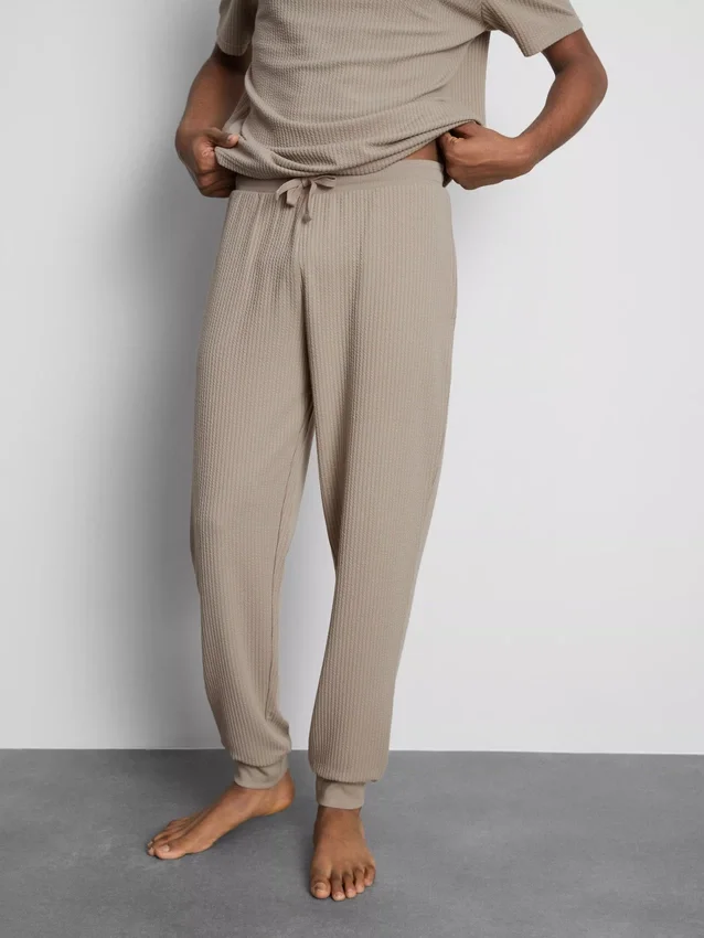 Pantaloni de Pijama cu dungi texturate Pantaloni de Pijama cu dungi texturate