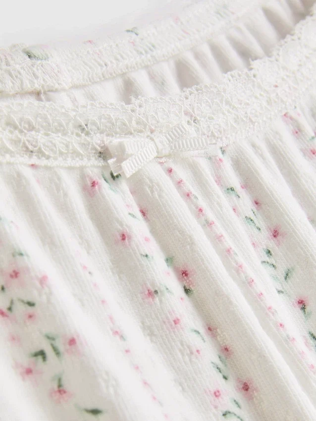 Pantaloni de Pijama cu imprimeu floral tip pointelle Pantaloni de Pijama cu imprimeu floral tip pointelle
