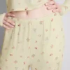 Pantaloni de Pijama cu nervuri și imprimeu floral Pantaloni de Pijama cu nervuri și imprimeu floral