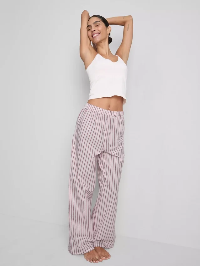 Pantaloni de pijama din bumbac cu dungi Pantaloni de pijama din bumbac cu dungi