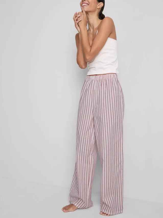 Pantaloni de pijama din bumbac cu dungi Pantaloni de pijama din bumbac cu dungi