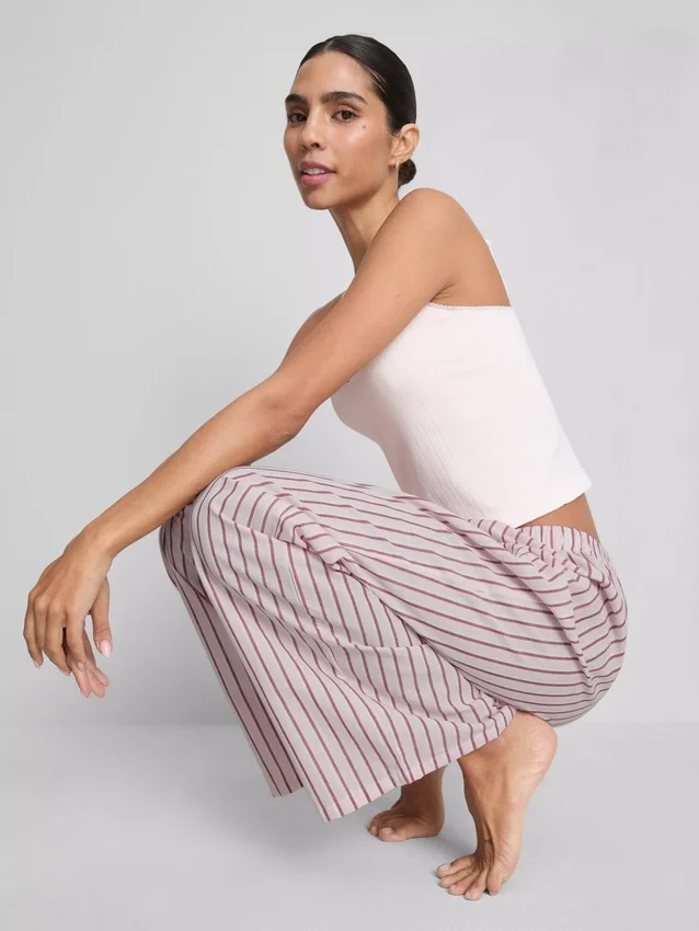 Pantaloni de pijama din bumbac cu dungi Pantaloni de pijama din bumbac cu dungi