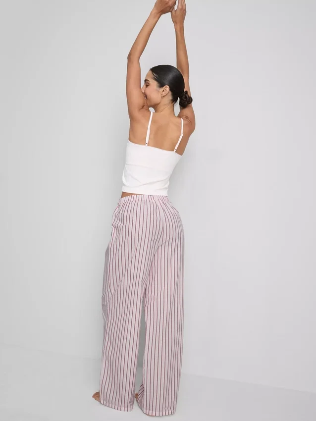 Pantaloni de pijama din bumbac cu dungi Pantaloni de pijama din bumbac cu dungi