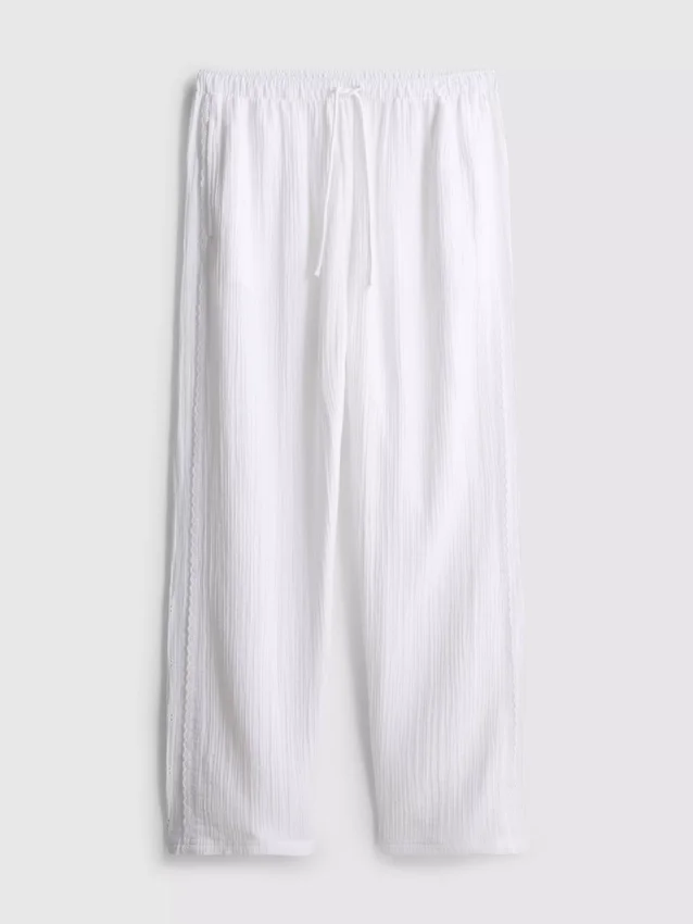 Pantaloni de Pijama din bumbac țesut, ideali pentru relaxare Pantaloni de Pijama din bumbac țesut, ideali pentru relaxare