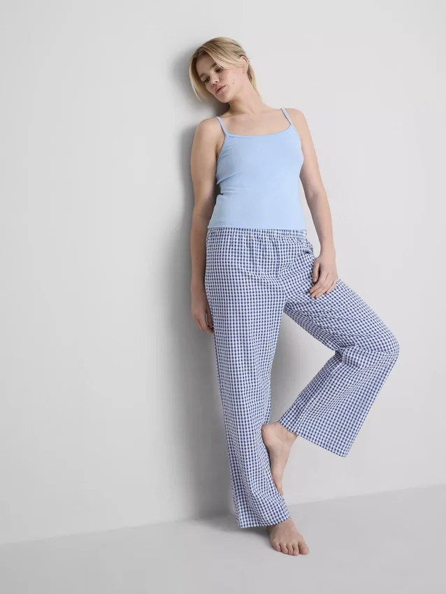 Pantaloni de pijamale din bumbac cu imprimeu gingham Pantaloni de pijamale din bumbac cu imprimeu gingham