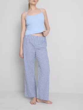 Pantaloni de pijamale din bumbac cu imprimeu gingham