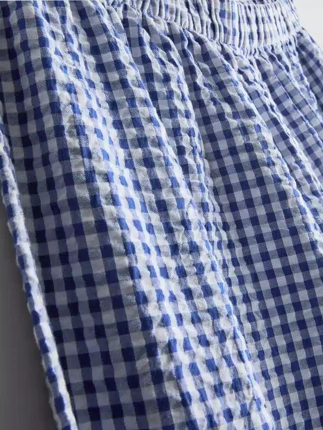 Pantaloni de pijamale din bumbac cu imprimeu gingham Pantaloni de pijamale din bumbac cu imprimeu gingham