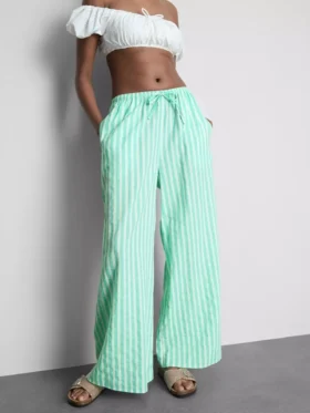 Pantaloni de plajă cu croi larg, cu imprimeu