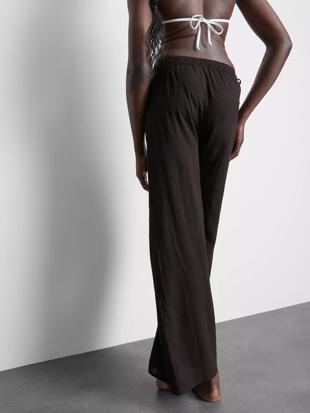 Pantaloni de plajă din bumbac cu croi larg Pantaloni de plajă din bumbac cu croi larg