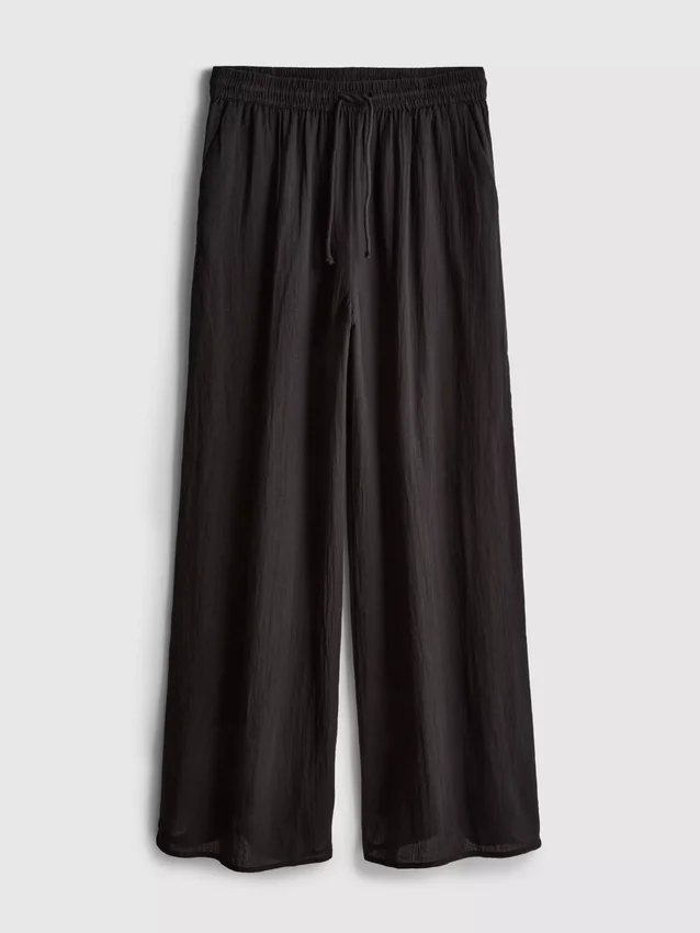Pantaloni de plajă din bumbac cu croi larg Pantaloni de plajă din bumbac cu croi larg