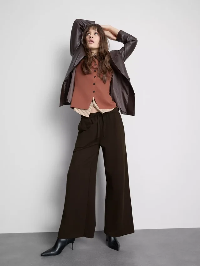 Pantaloni de Trening confortabili, cu croi larg, din amestec de bumbac Pantaloni de Trening confortabili, cu croi larg, din amestec de bumbac