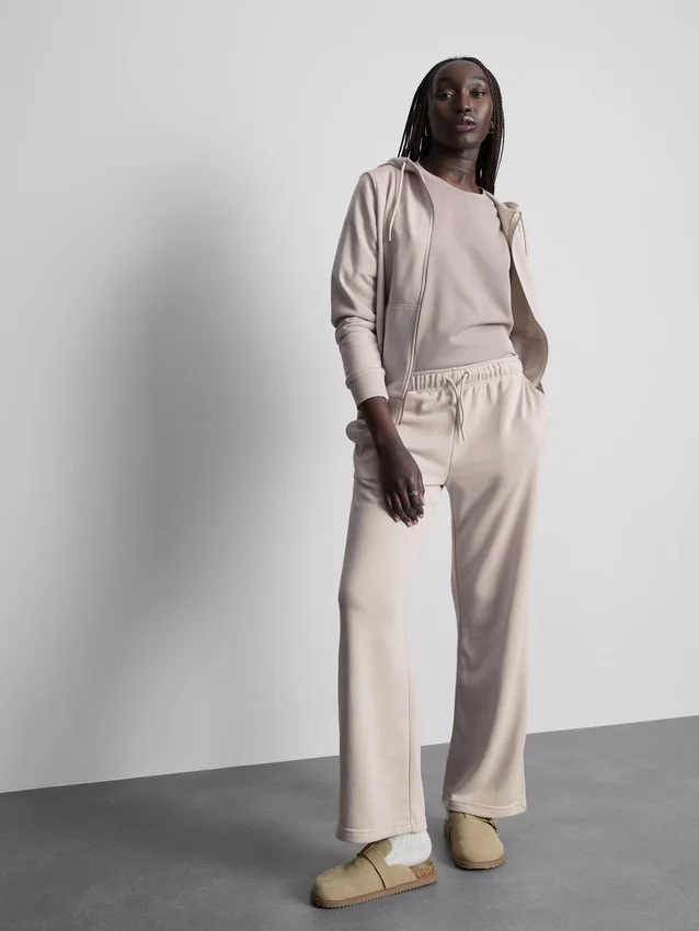 Pantaloni de Trening cu croi drept din amestec de bumbac Pantaloni de Trening cu croi drept din amestec de bumbac
