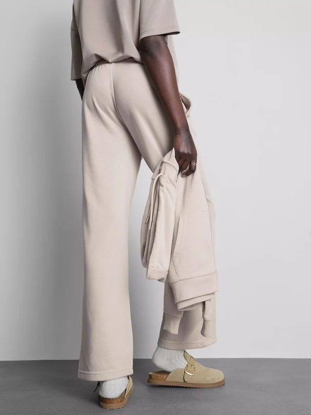 Pantaloni de Trening cu croi drept din amestec de bumbac Pantaloni de Trening cu croi drept din amestec de bumbac