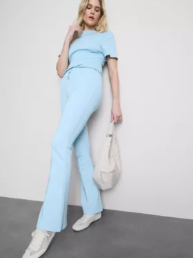 Pantaloni de Trening cu croi evazat și pliuri, cu conținut ridicat de bumbac