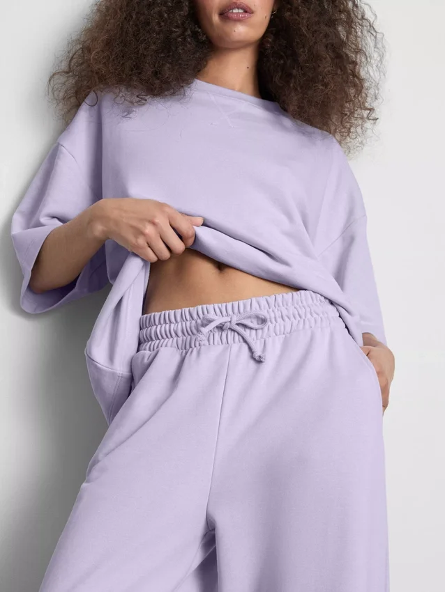Pantaloni de trening cu croi larg, cu conținut ridicat de bumbac Pantaloni de trening cu croi larg, cu conținut ridicat de bumbac