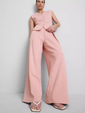 Pantaloni de trening din amestec de bumbac, cu croi larg