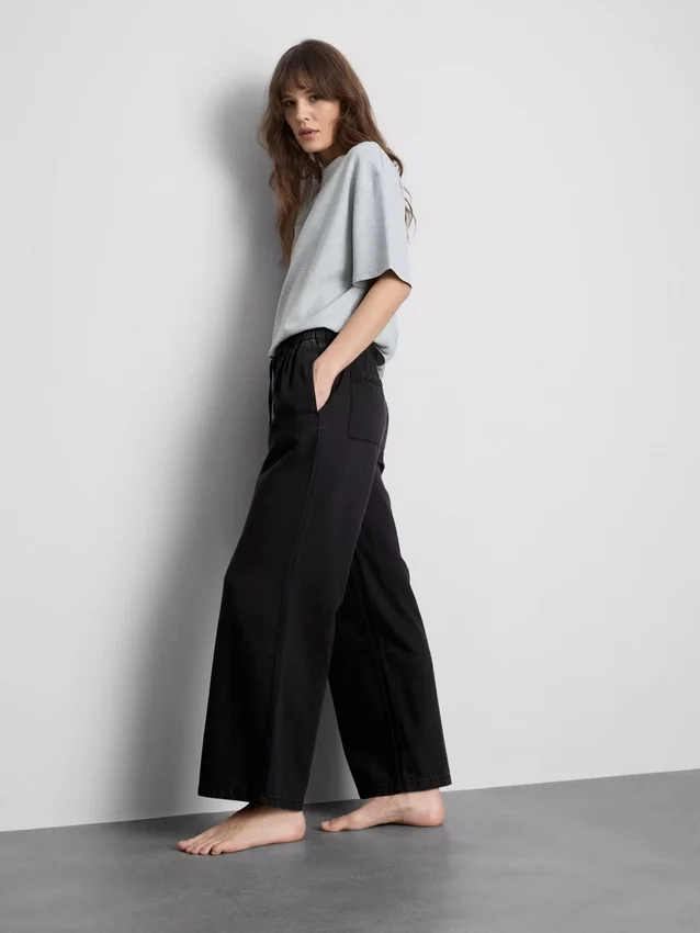 Pantaloni de Trening din denim cu croi drept Pantaloni de Trening din denim cu croi drept
