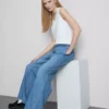 Pantaloni de Trening din denim cu croi drept Pantaloni de Trening din denim cu croi drept