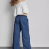 Pantaloni de trening din denim de bumbac, cu croi larg Pantaloni de trening din denim de bumbac, cu croi larg