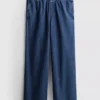Pantaloni de trening din denim de bumbac, cu croi larg Pantaloni de trening din denim de bumbac, cu croi larg