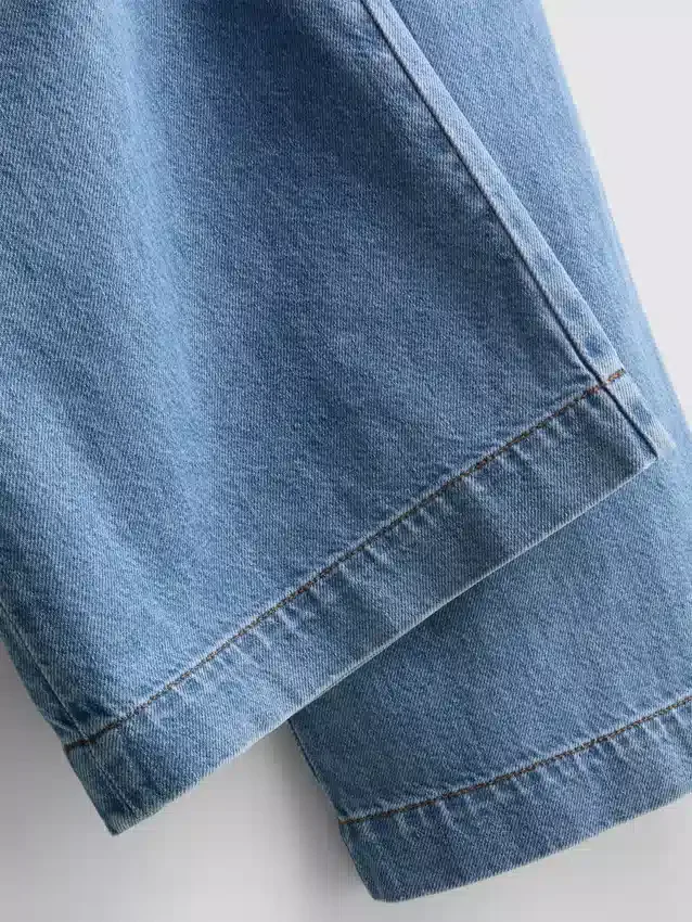 Pantaloni de trening din denim de bumbac, cu croi larg Pantaloni de trening din denim de bumbac, cu croi larg