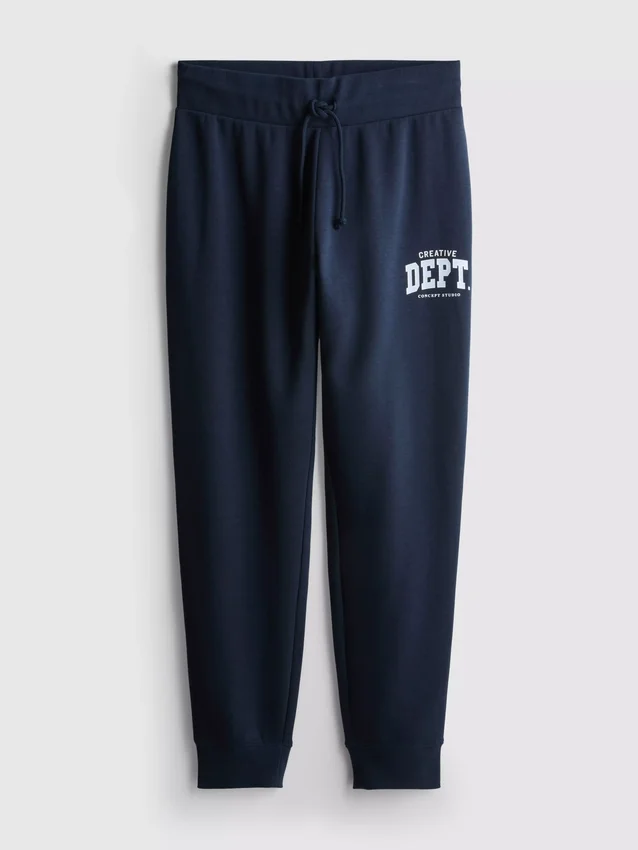 Pantaloni de Trening skinny din amestec de bumbac, cu imprimeu Pantaloni de Trening skinny din amestec de bumbac, cu imprimeu