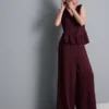 Pantaloni din satin cu croi drept și textură Pantaloni din satin cu croi drept și textură