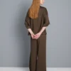 Pantaloni din satin cu croi drept și textură Pantaloni din satin cu croi drept și textură