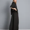 Pantaloni din satin cu croi drept și textură Pantaloni din satin cu croi drept și textură