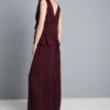 Pantaloni din satin cu croi drept și textură Pantaloni din satin cu croi drept și textură