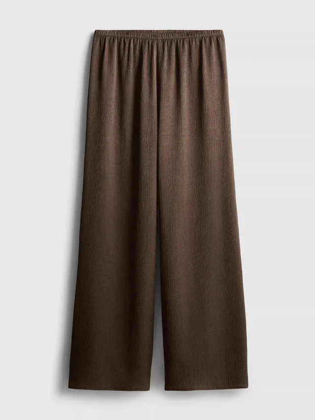 Pantaloni din satin cu croi drept și textură Pantaloni din satin cu croi drept și textură