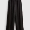 Pantaloni din satin cu croi drept și textură Pantaloni din satin cu croi drept și textură