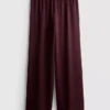 Pantaloni din satin cu croi drept și textură Pantaloni din satin cu croi drept și textură