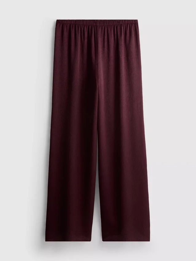 Pantaloni din satin cu croi drept și textură Pantaloni din satin cu croi drept și textură