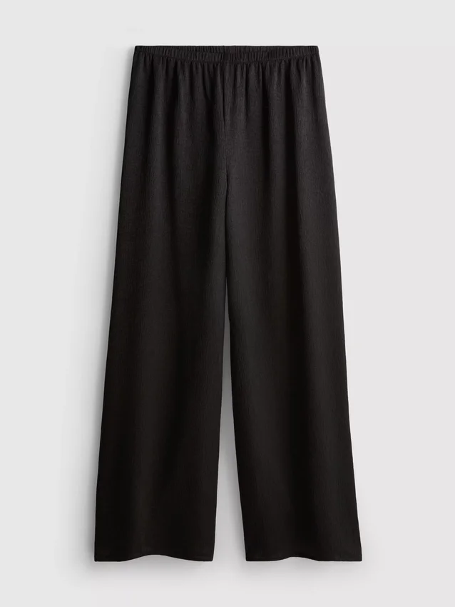 Pantaloni din satin cu croi drept și textură Pantaloni din satin cu croi drept și textură