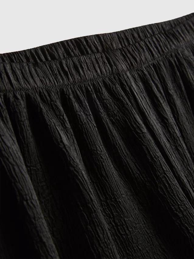 Pantaloni din satin cu croi drept și textură Pantaloni din satin cu croi drept și textură