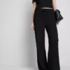 Pantaloni drepți cu șnur, cu aspect șifonat Pantaloni drepți cu șnur, cu aspect șifonat