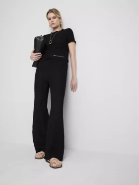 Pantaloni drepți cu șnur, cu aspect șifonat