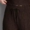 Pantaloni drepți cu șnur, cu aspect șifonat Pantaloni drepți cu șnur, cu aspect șifonat