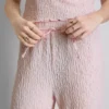 Pantaloni drepți cu șnur, cu aspect șifonat Pantaloni drepți cu șnur, cu aspect șifonat