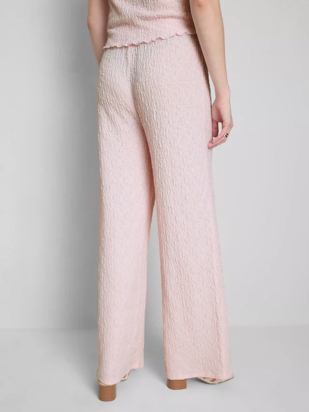 Pantaloni drepți cu șnur, cu aspect șifonat Pantaloni drepți cu șnur, cu aspect șifonat