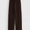 Pantaloni drepți cu șnur, cu aspect șifonat Pantaloni drepți cu șnur, cu aspect șifonat