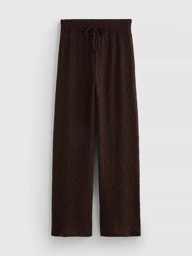 Pantaloni drepți cu șnur, cu aspect șifonat Pantaloni drepți cu șnur, cu aspect șifonat